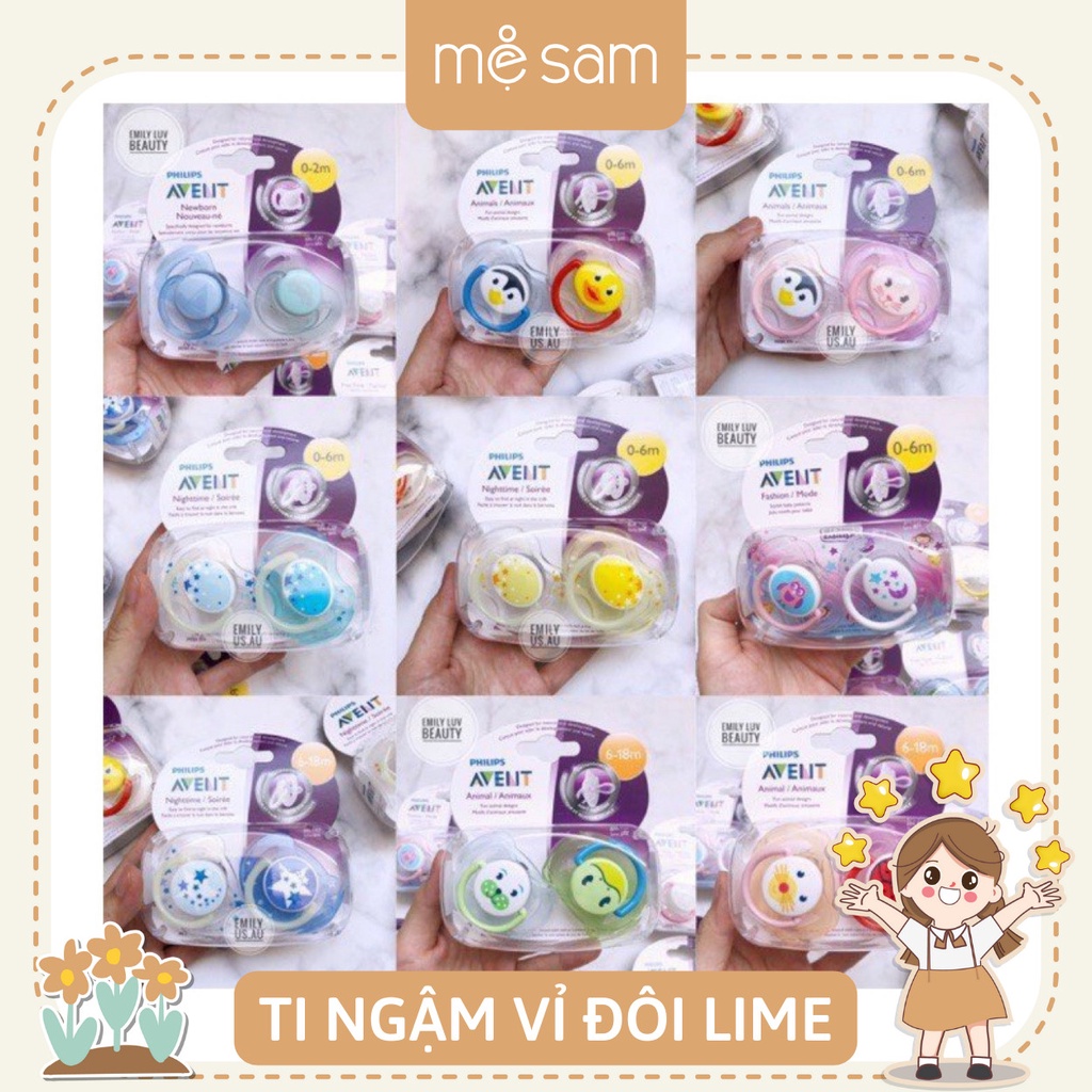 Ti ngậm vỉ đôi thông khí hình thú Lime Avent