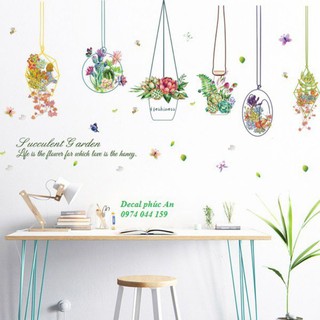 Decal dán tường: Những giỏ hoa xinh xinh