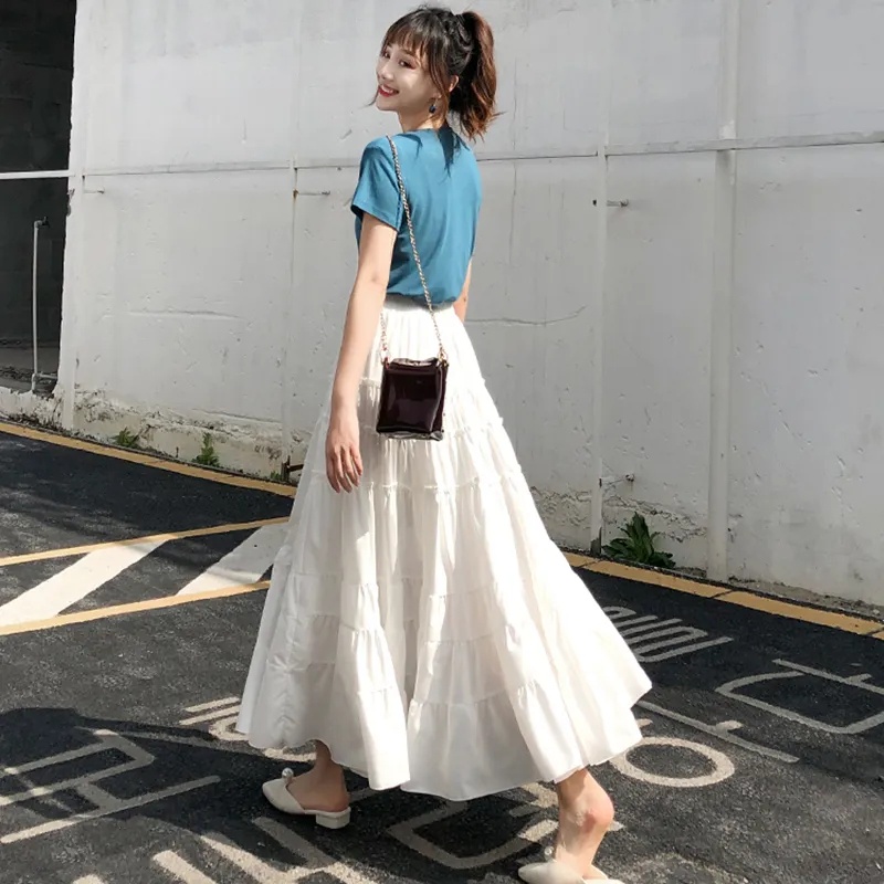Chân Váy Maxi Dài Dáng Chữ A Xếp Tầng Chất Liệu Chiffon Thời Trang Hàn Quốc Cho Nữ