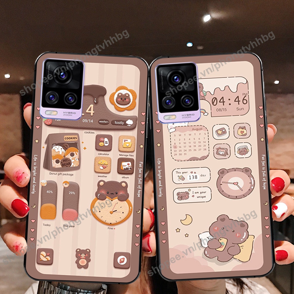 Ốp lưng Vivo V20 gấu,thỏ trắng , đồng hồ dễ thương cute cực đẹp