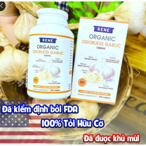 Tinh Dầu Tỏi Hữu Cơ Khử Mùi RENE Organic Odorless Garlic USA