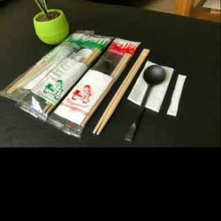 Lốc 10 bộ take a way cao cấp ( gồm 1 muỗng, 1 đũa tách nhật, 1 tăm giấy, 1 khăn giấy)