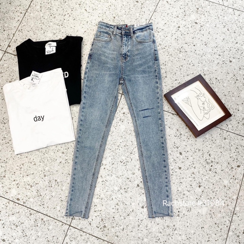 [RÁCH STORE] Quần Jean Ôm Rách 2 Đường 1779