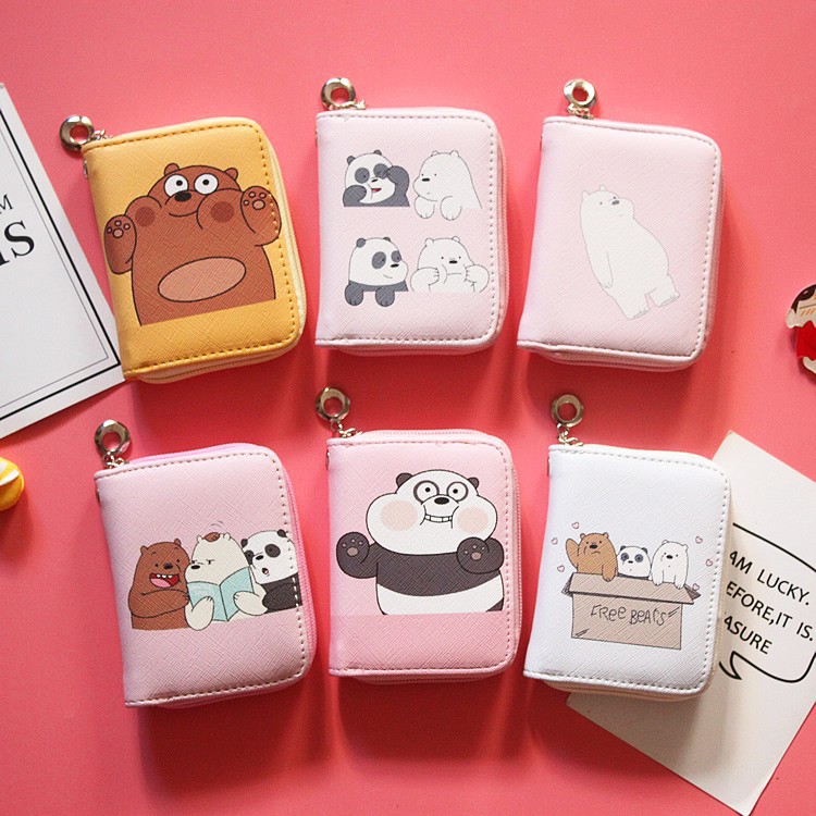 Bóp Ví Ngắn Nữ Cầm Tay Họa Tiết Hoạt Hình Gấu Ú We Bare Bears Cute Phô Mai Que ^^