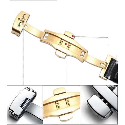 Dây Đeo Đồng Hồ Bằng Da Bò Thật 20mm 22mm Có Logo Dành Cho Patek Philippe