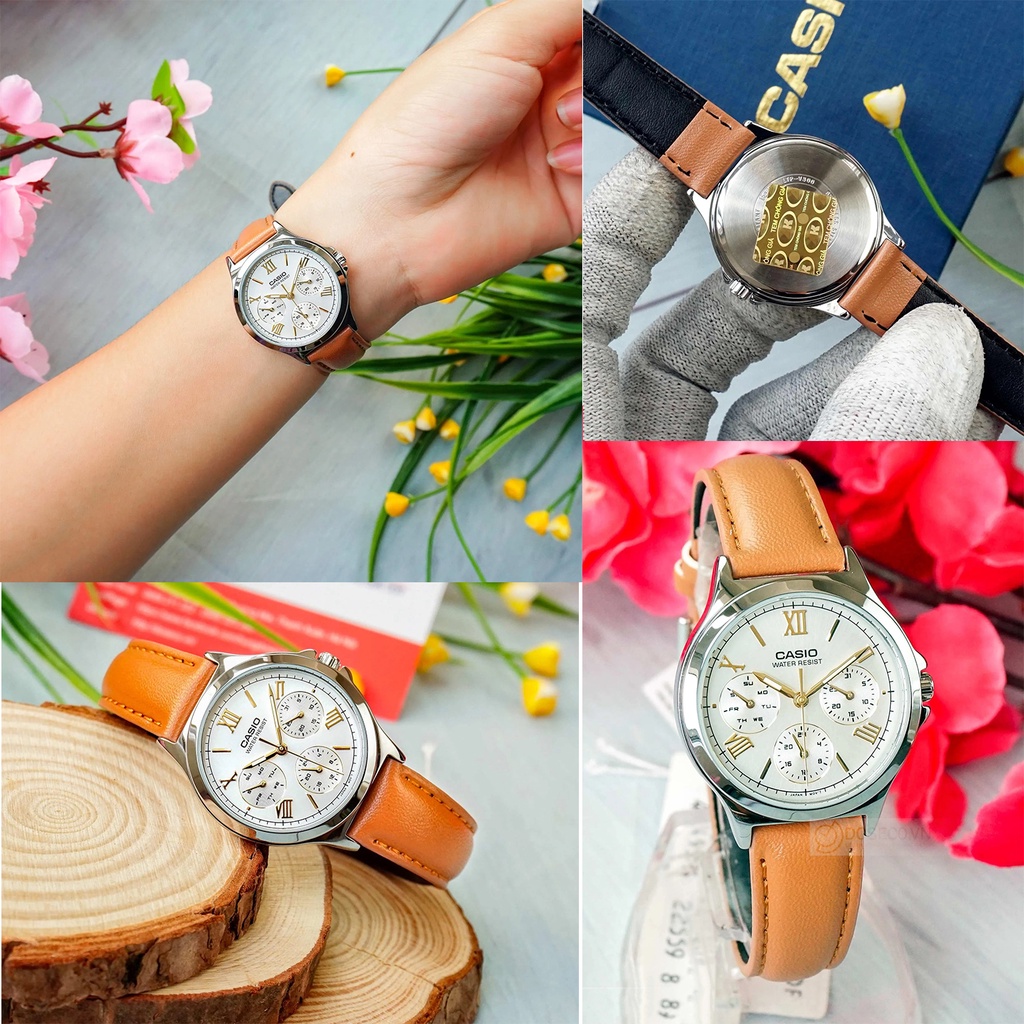 Đồng hồ Casio nữ LTP-V300L-4AUDF dây da chính hãng