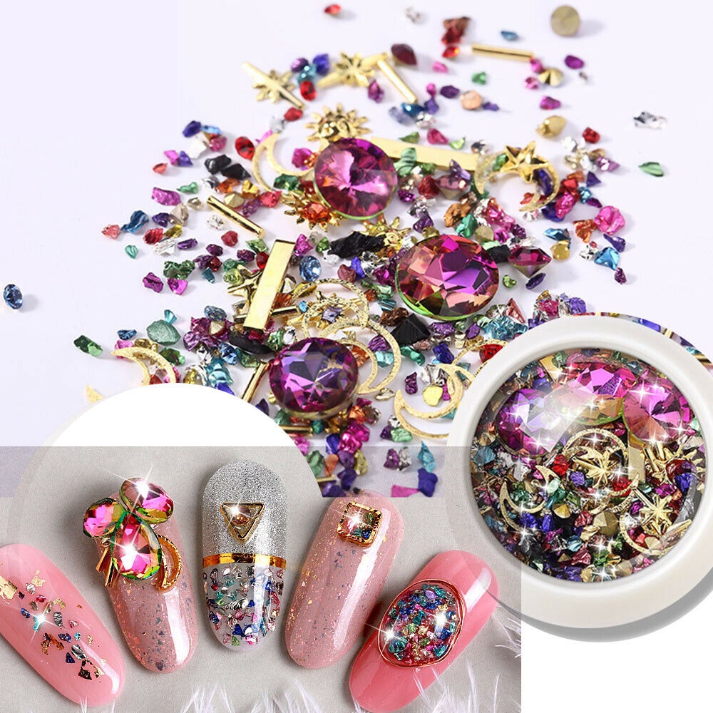 1 Hộp Đá 3D Lấp Lánh Đính Móng Tay Nghệ Thuật