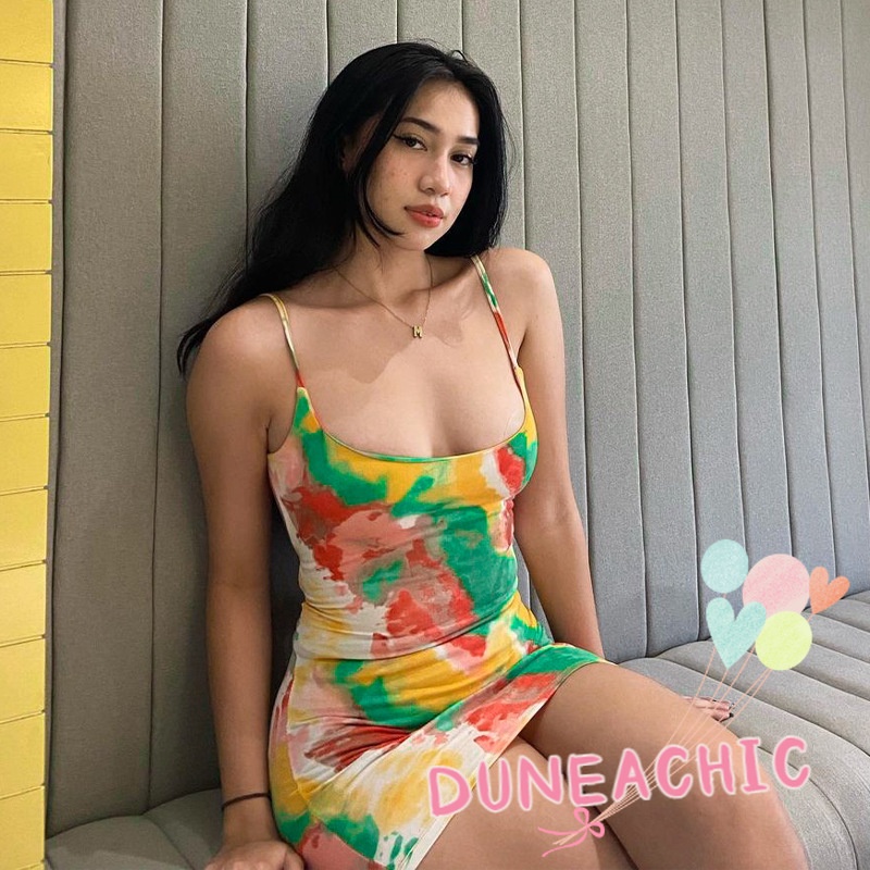 Đầm hai dây DUNEA hở lưng màu nhuộm thời trang cho nữ