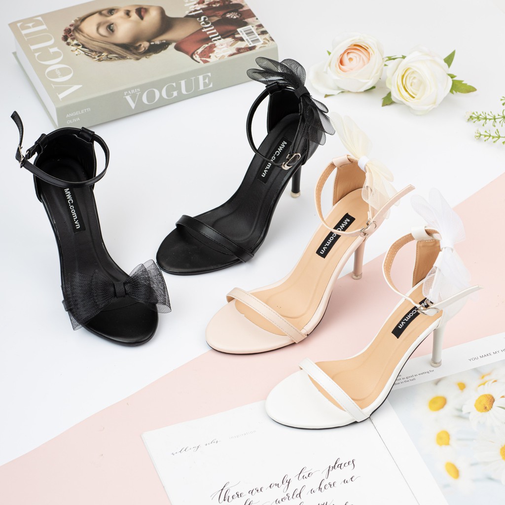 Giày Sandal Cao Gót MWC Đế Nhọn 9CM Đính Nơ Thanh Lịch NUCG - 3903