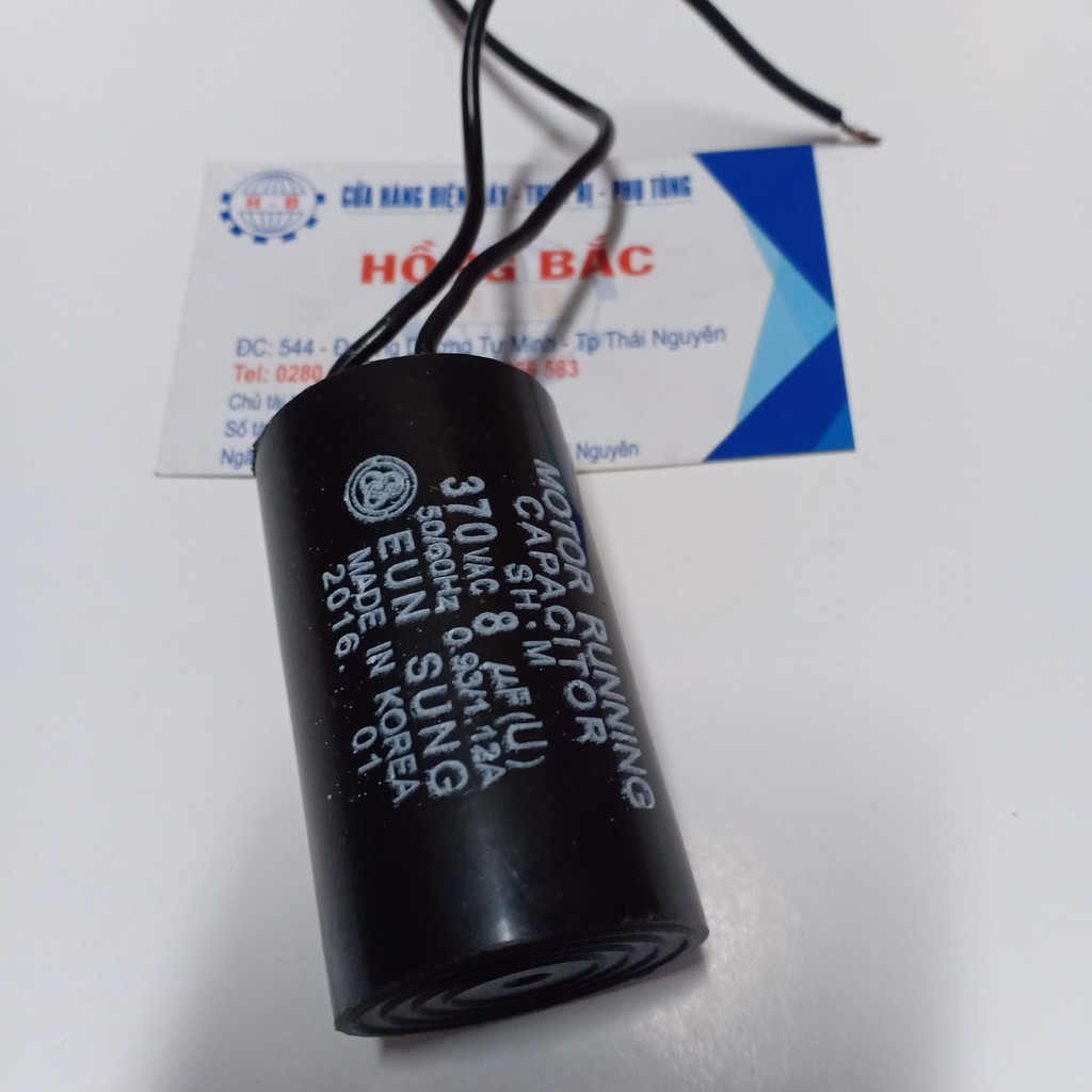 10 tụ điện 8MF 370W đen loại tốt dùng cho bơm nước và thiết bị điện khác