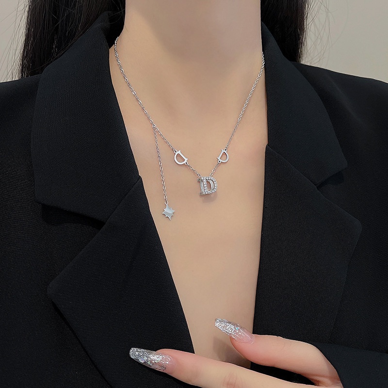 ❤️zheting ❤️ Titanium steel D-shaped women's necklace