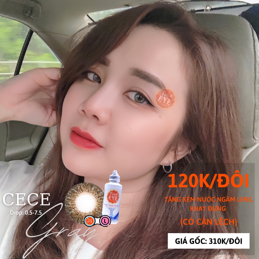 Kính Áp Tròng Cận Cece Gray Sale 60% Tinteye 163S Tặng 1 Nước Ngâm Chuyên Dụng