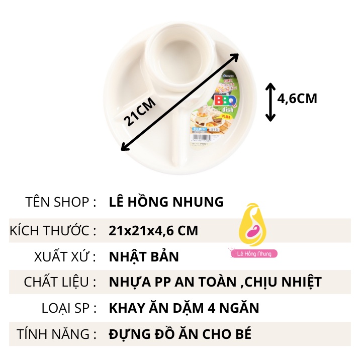 Khay ăn dặm cho bé blw chia 3 ngăn Nhật Bản KAD002