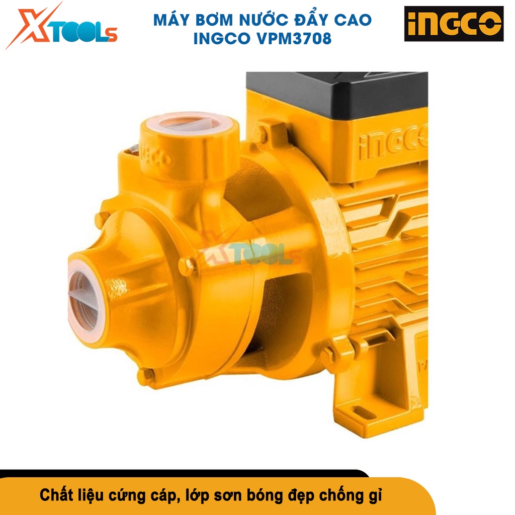 Máy bơm nước INGCO, máy bơm đẩy cao từ 0.5HP - 1HP, mô tơ dây đồng 100%, bơm nước gia đình, bơm nước tưới cây - VPM3708