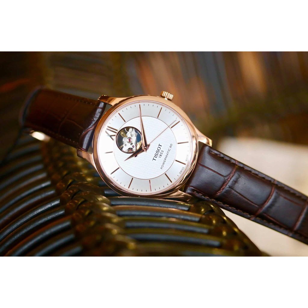 Đồng Hồ Nam Tissot Chính Hãng TRADDITION POWERMATIC 80 OPEN HEART T063.907.36.038.00