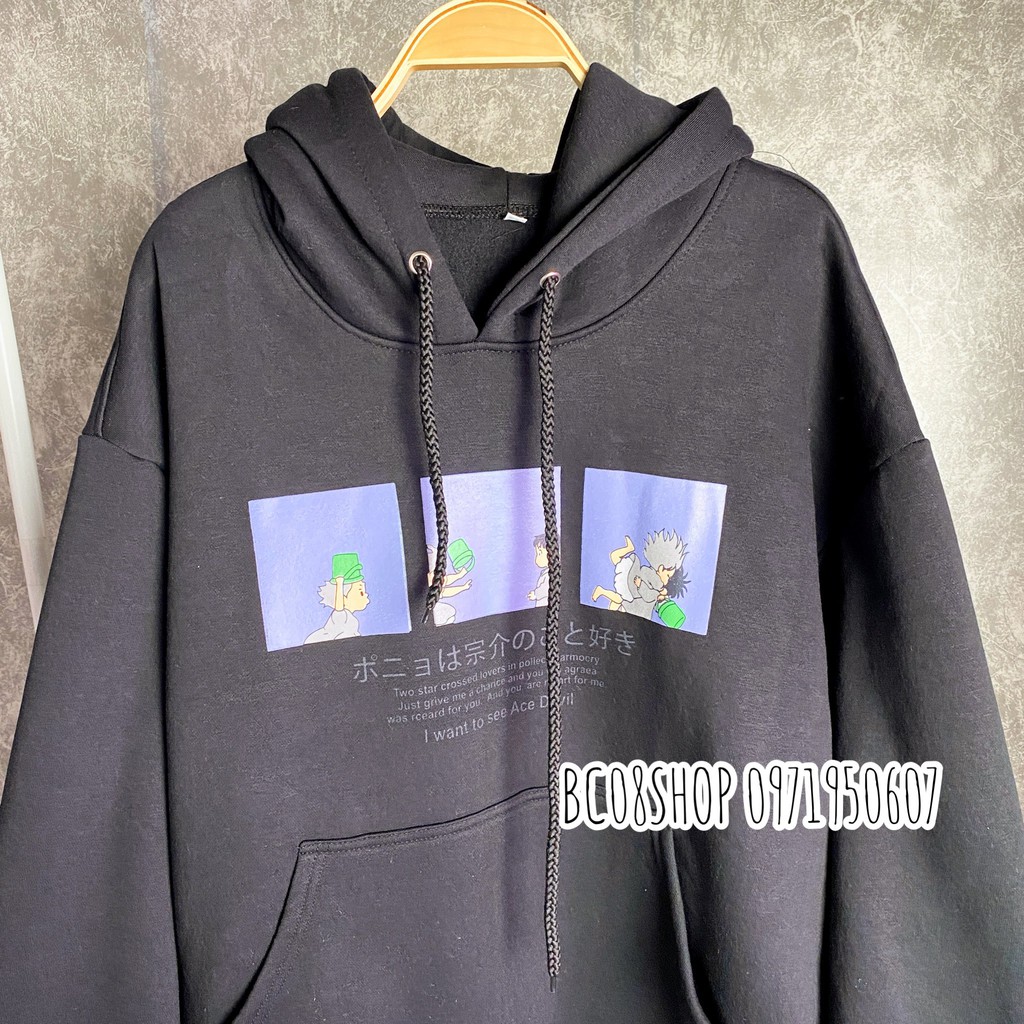 Áo Hoodie Ulzzang có mũ nam nữ 2 chất vải nỉ bông in hình dễ thương BC310