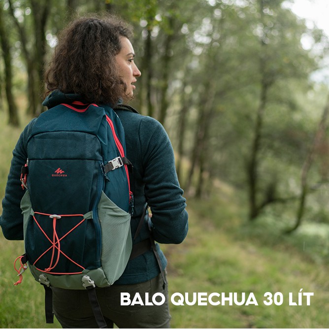 Balo thể thao leo núi, dã ngoại QUECHUA nh100 30 lít - ngọc lam