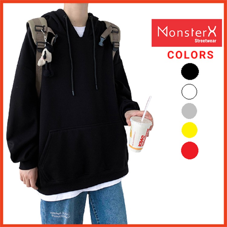 Áo mũ Hoodie Unisex nỉ bông trơn basic cặp đôi nam nữ Oversize Ulzzang Hàn Quốc thu đông form rộng 5màu