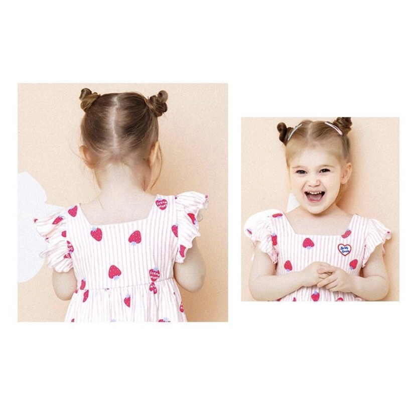 Váy cotton bé gái họa tiết dâu Hej. HA2926