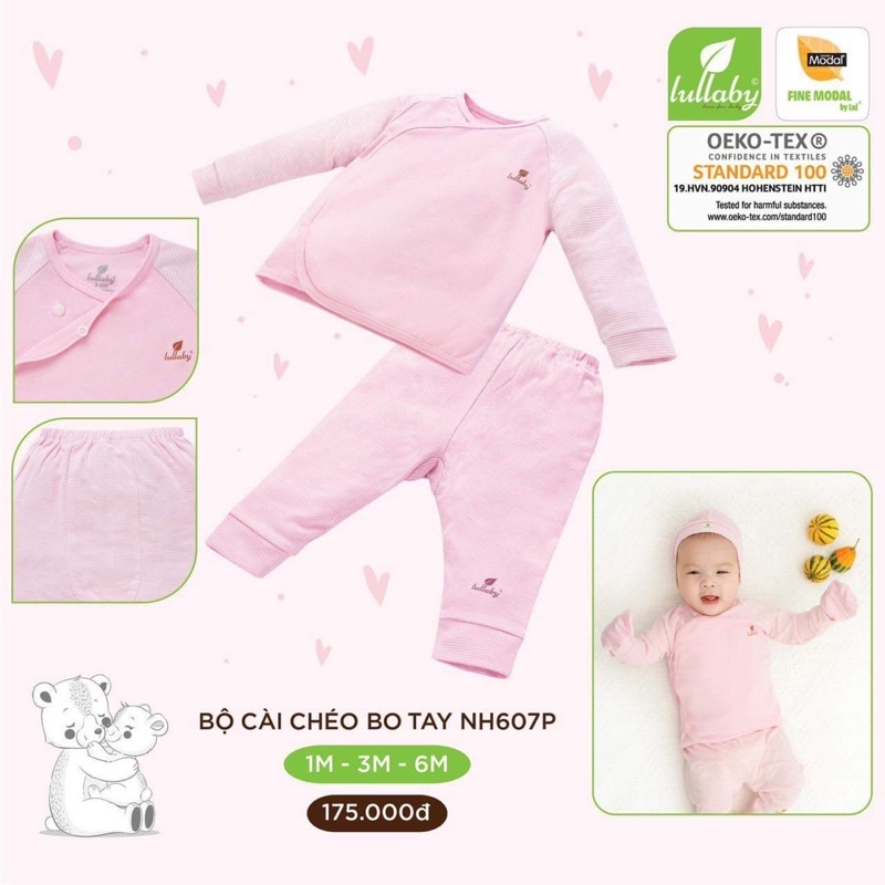 Bộ quần áo sơ sinh cài chéo Lullaby NH607P