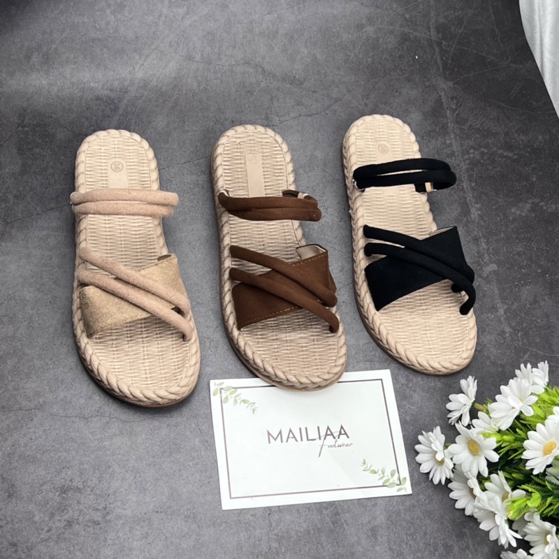 Sandal đế cói MAILIAA quai chéo bảng (2 kiểu)