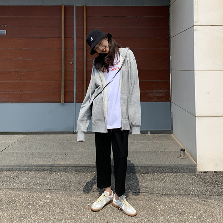 Áo khoác dài tay mũ trùm phong cách Hàn Quốc cho nữ