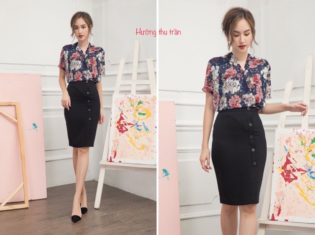 Chân váy bút chì phối cúc thời trang | BigBuy360 - bigbuy360.vn