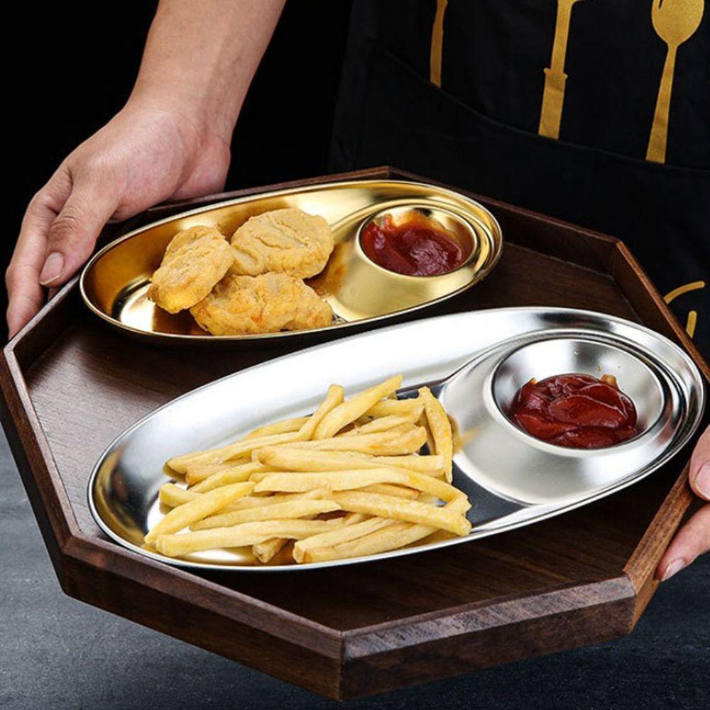 Đĩa Đựng Thức Ăn Chia Ngăn Bằng Thép Không Gỉ 304