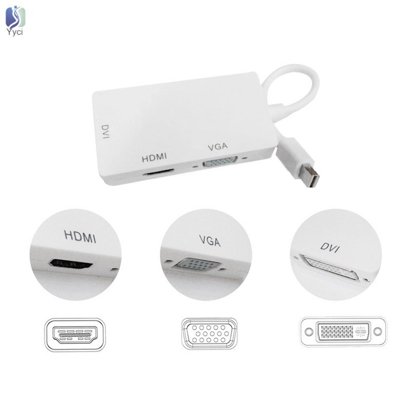 Cáp Chuyển Đổi 3 Trong 1 Từ Cổng Mini Sang Dvi Vga Hdmi Tv Cho Apple Imac Macbook Pro 3/4 Slim