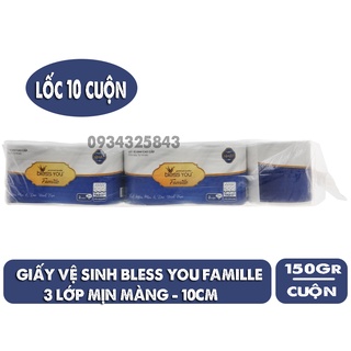 Lốc 10 cuộn giấy vệ sinh Bless You Famille - giấy 3 lớp