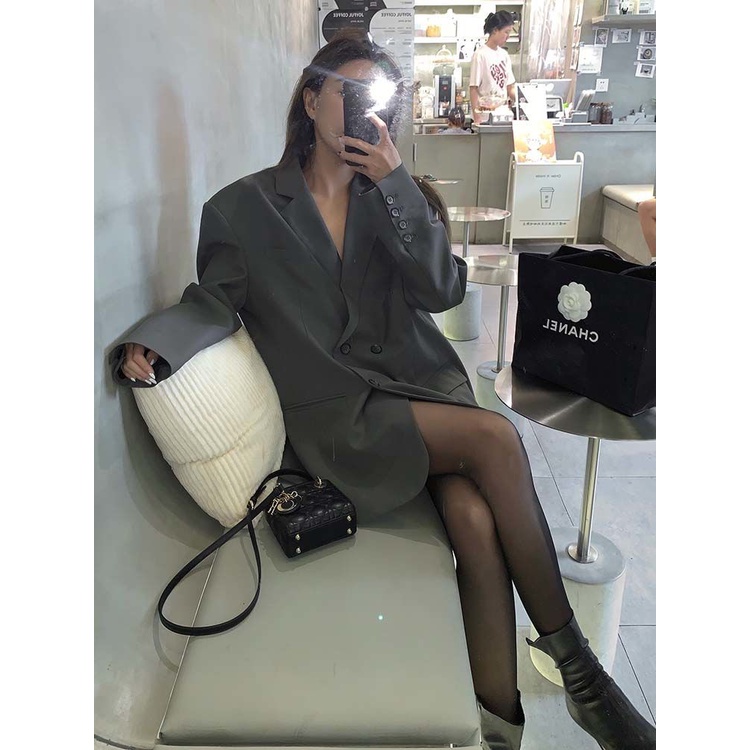 Aó vest blazer nữ dáng rộng hai lớp dày dặn phong cách hàn quốc