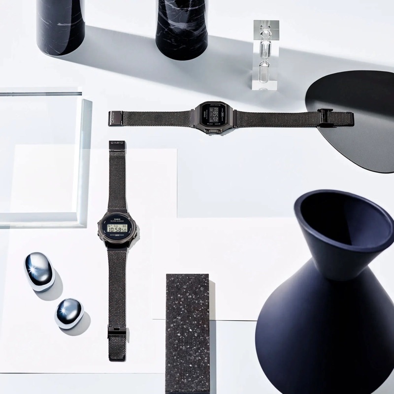 Đồng hồ Nam Casio A168WEMB-1B, đồng hồ chính hãng, dây mesh full đen