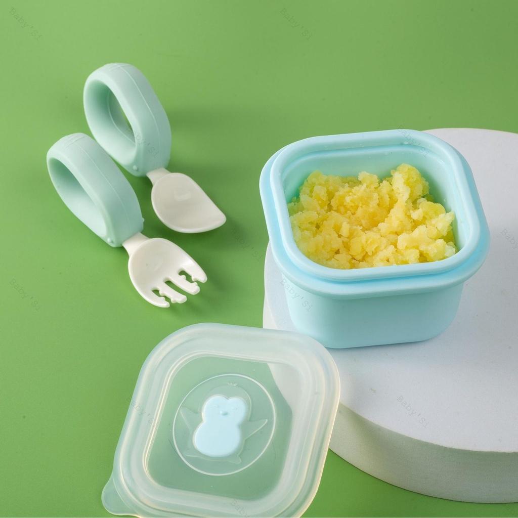 Set Thìa Nĩa Silicone Tập Xúc, Tập Ăn Baby'si Cho Bé Ăn Dặm  - Hàng Nhập Khẩu Chính Hãng