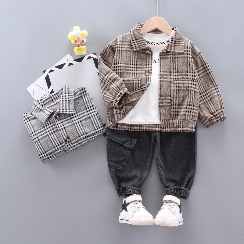 Bộ áo kẻ + quần bò cho bé trai size 6 tháng đến 4 tuổi (size 73/110) (Hàng oder chuẩn hình 100%) 220820