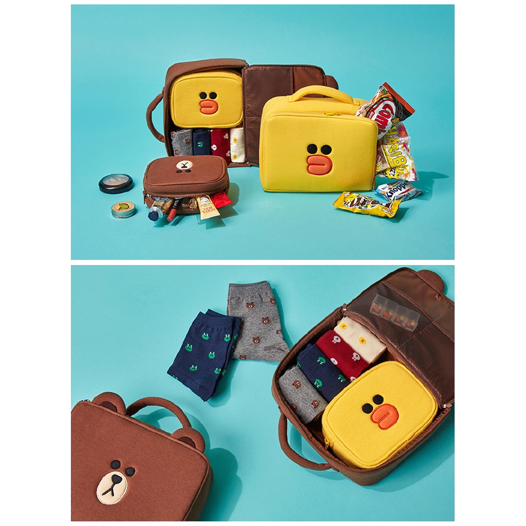 LINE FRIENDS Túi Đựng Mỹ Phẩm Hình Gấu Nâu Hoạt Hình Dễ Thương