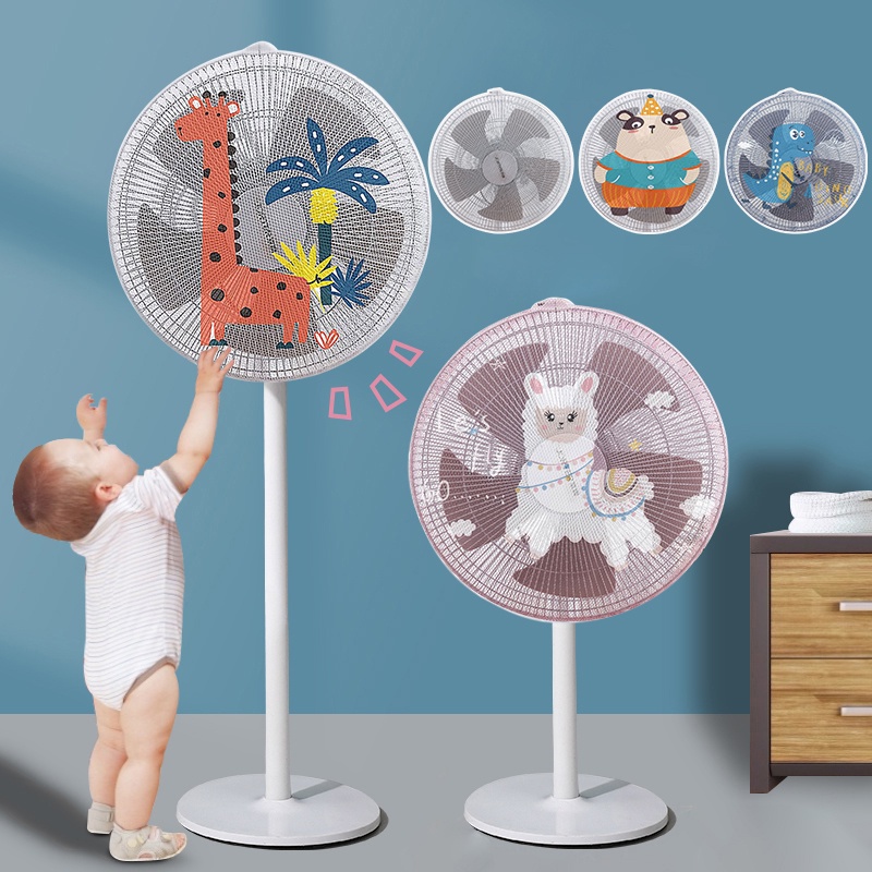 Vỏ bọc quạt chống bụi in hình động vật hoạt hình đáng yêu an toàn dành cho bé