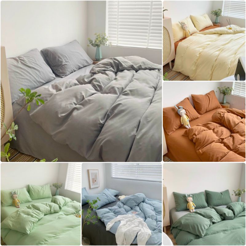 Bộ chăn ga gối Cotton Tici No Tag phong cách Hàn Quốc hoàn toàn mới đầy đủ kích thước miễn phí bo chun theo yêu cầu