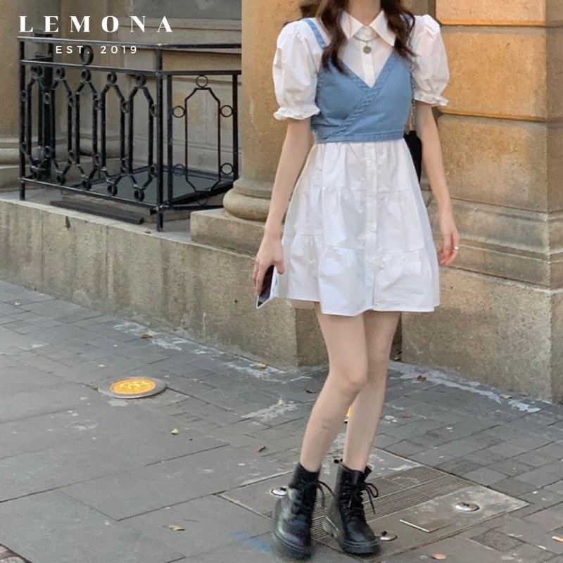 ĐẦM TAY PHỒNG BABYDOLL HÀN QUỐC KẾT HỢP ÁO BUỘC DÂY