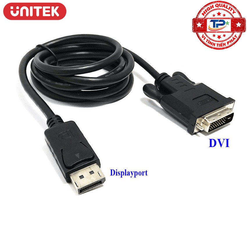 [Mã ELHACE giảm 4% đơn 300K] Cáp Chuyển Displayport sang DVI Unitek Y-5118BA (Đen) to phân giải FULL HD