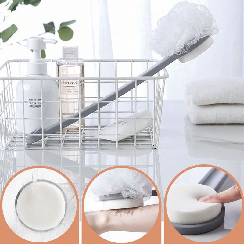 Bàn Chải Tắm Hai Mặt Tay Cầm Dài Mềm Mại Có Thể Tái Sử Dụng