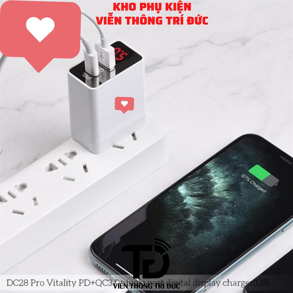 Sạc Nhanh Ho.co DC28 Pro 2 USB [USB Type-C PD 18W &amp; USB QC3.0], Sạc nhanh cho nhiều loại Smartphone