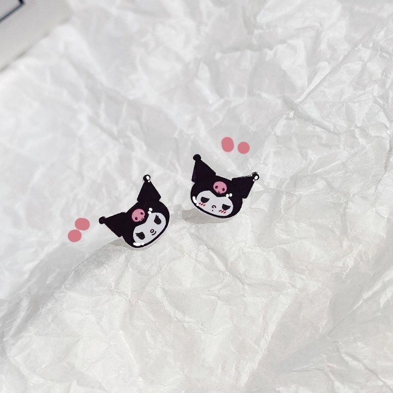 Cute Kuromi Little Devil Ear Clip Without Ear Holes Female Ins Fashion New Plastic Ear Studs Niche Design Sense