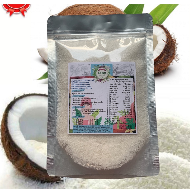 Bột Cơm Dừa 1 Kg có giấy VSATTP và ĐKKD nguyên chất thiên nhiên 100% dùng để đắp mặt đa công dụng