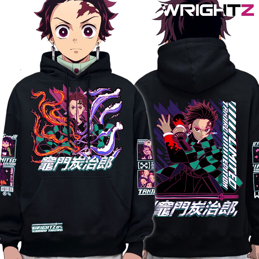 Áo hoodie Wrightz anime Tanjiro Kamado demon slayer thanh gươm diệt quỷ oversize