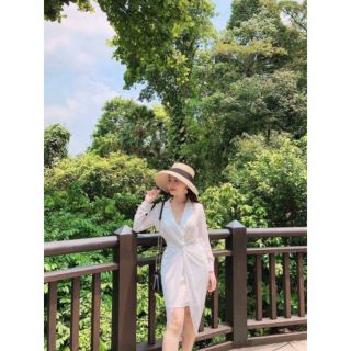 Đầm Sơ Mi Cổ Vest Jolii Chất liệu voan lụa
