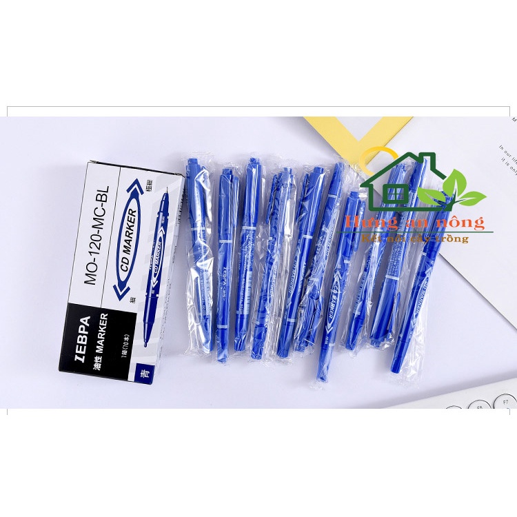 Bút kim - Hộp 10 bút lông dầu 2 đầu ngòi 0.5mm - 1mm