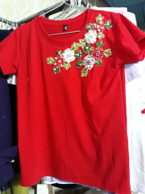 Áo phông hoa nổi quãng châu cao cấp