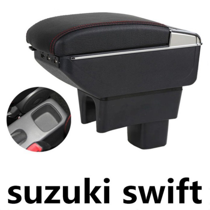 Sản Phẩm Hộp tỳ tay ô tô, xe hơi cao cấp DUSB-SZK tích hợp 7 cổng USB dùng cho xe Suzuki Swift: Màu Đen và Be .