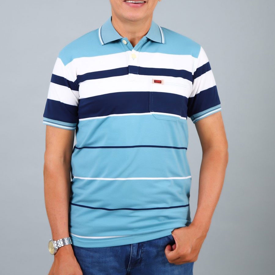 Áo Polo Nam Trung Niên Có Túi Vải Cotton Mặc Mát Thấm Mồ Hồi- Áo Polo Nam Có Túi