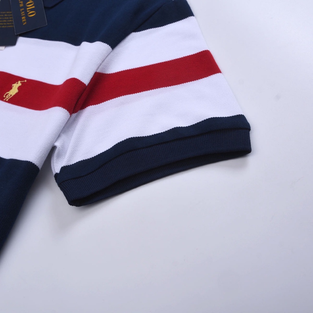 Áo polo Cotton Tay Ngắn Cổ Bẻ Kẻ Sọc Ralph Laurens Thời Trang Mùa Hè 2022 Cho Nam